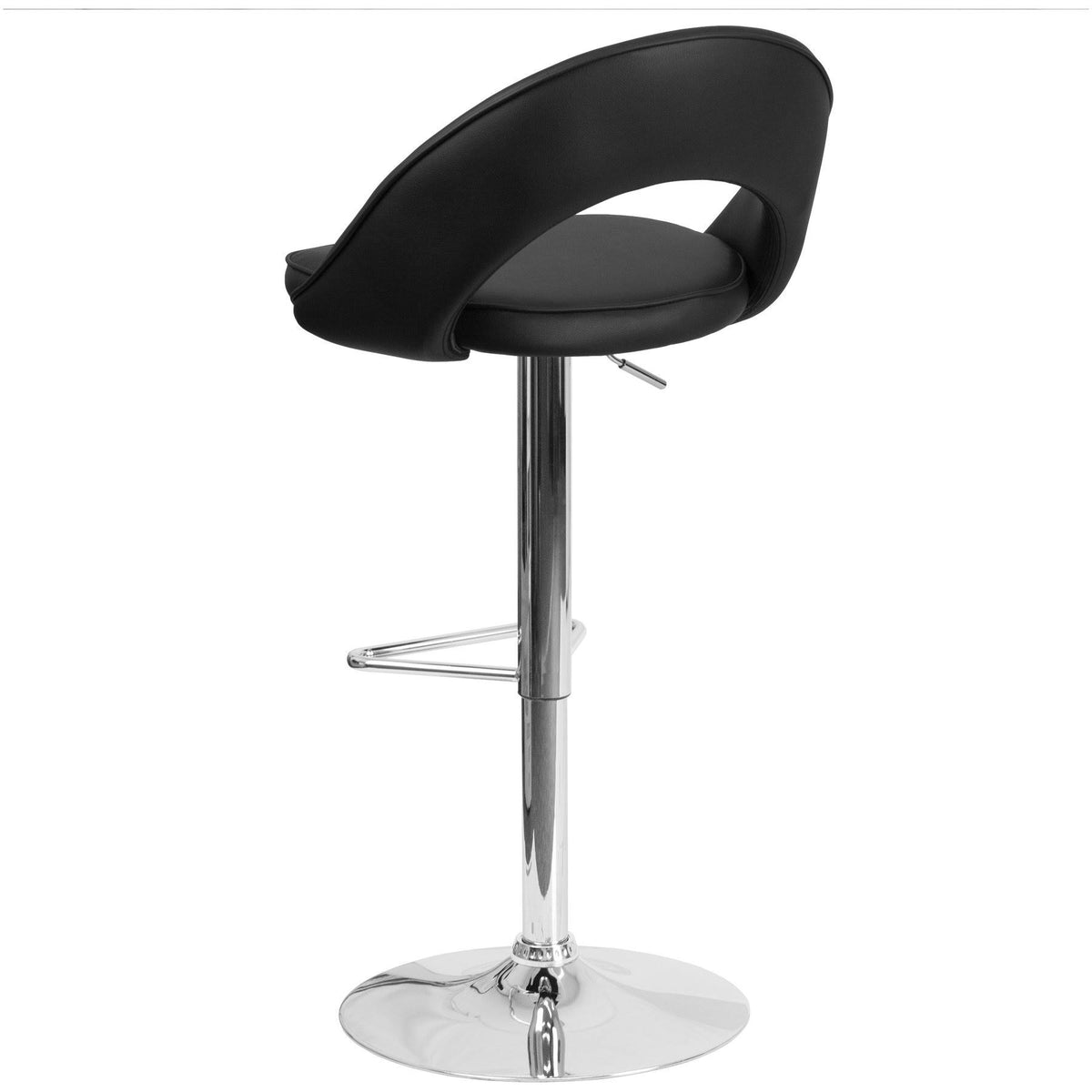 Black Vinyl Adjustable Height Barstool with Chrome L79492