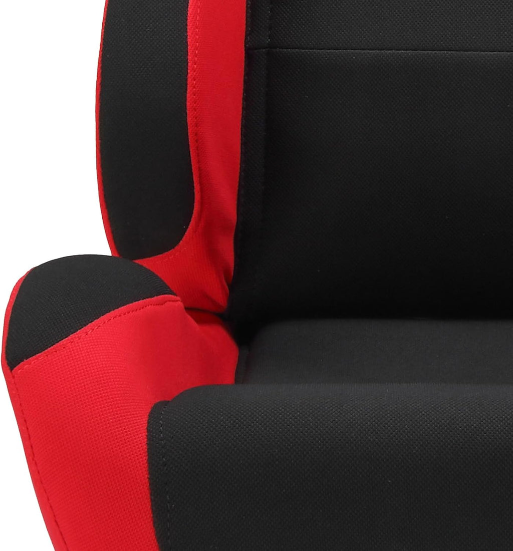 2Pcs Universal Fully Reclinable Nylon Racing Seats Double Slide Black and Red F8716