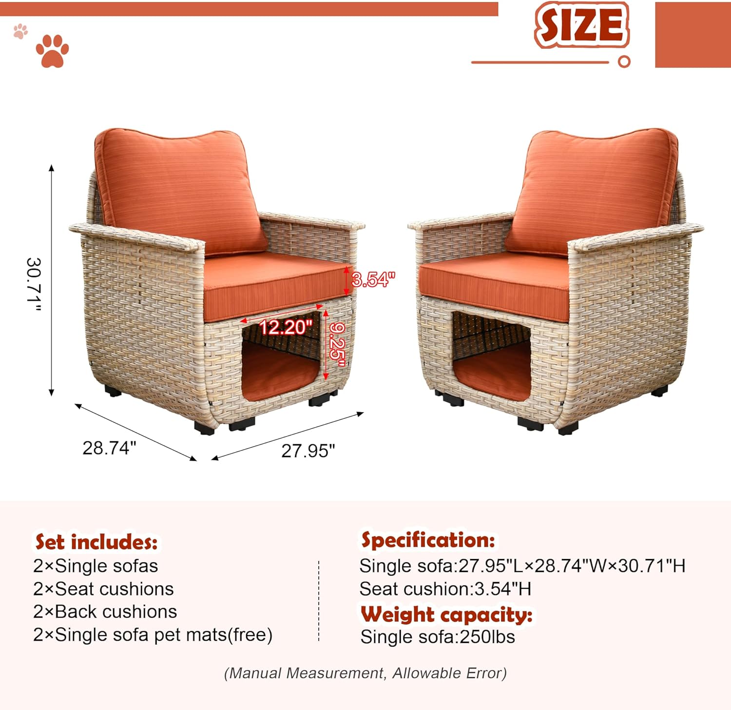 Beige Wicker Patio Chair Set with Pet House M868