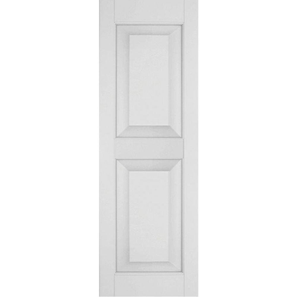 15 in. x 52 in. Primed Sapele Mahogany Raised Panel Shutters Pair T52344