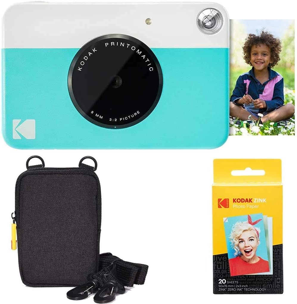 Green Instant Camera + Zink Paper (20 Sheets) + Case T950