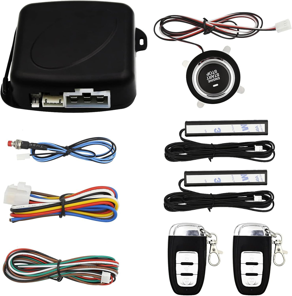 Passive Keyless Entry Car Alarm System PKE Engine Starter Push Button Start/Stop Kit with 2 Smart Key Pack of 2 D790