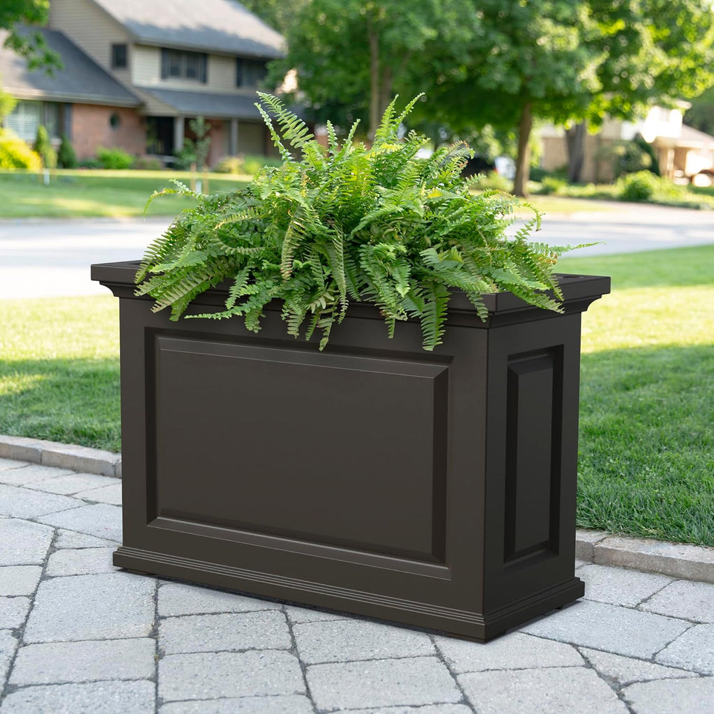 Black 36in L x 16in W x 24in H Planter with Built-in Water Reservoir P124