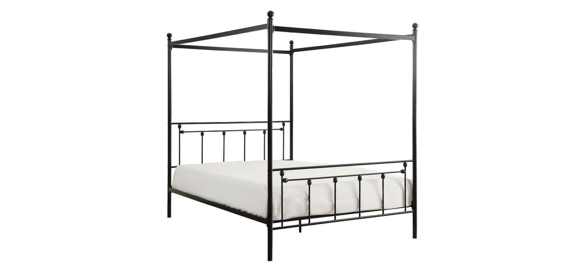 Black Metal Canopy Queen Bed T2646