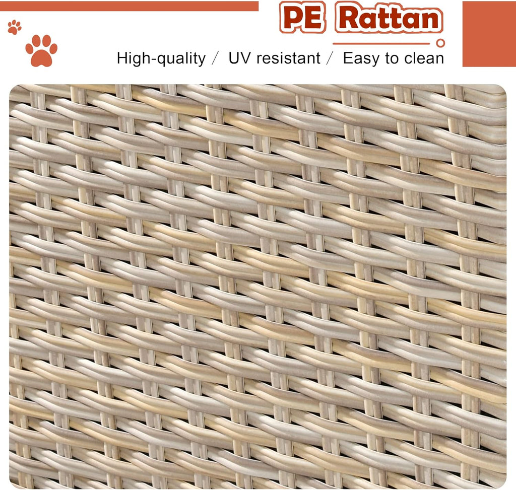 Beige Wicker Patio Chair Set with Pet House M868