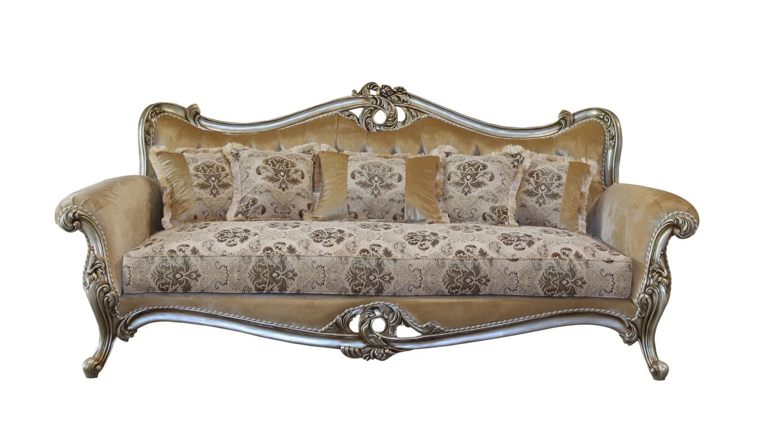 Antique Silver Wood Trim Sofa G51276