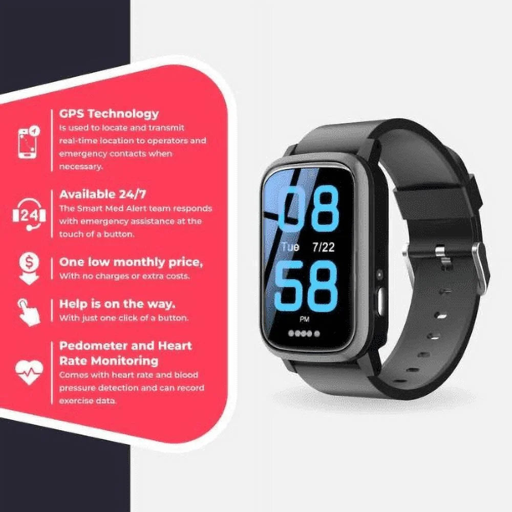 Medical Alert 4G Cellular Rectangular Smart Watch E84716
