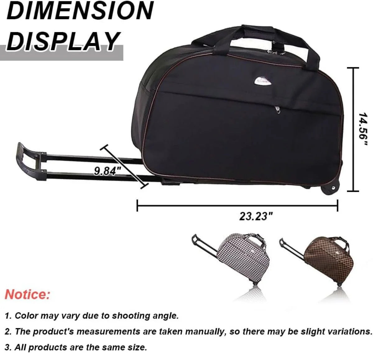 Rolling Duffle Bag with Wheels, 24" Carry On Luggage H71182