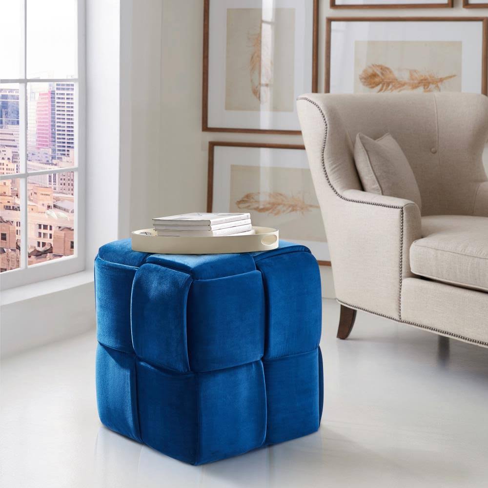 Blue Velvet Ottoman V124672