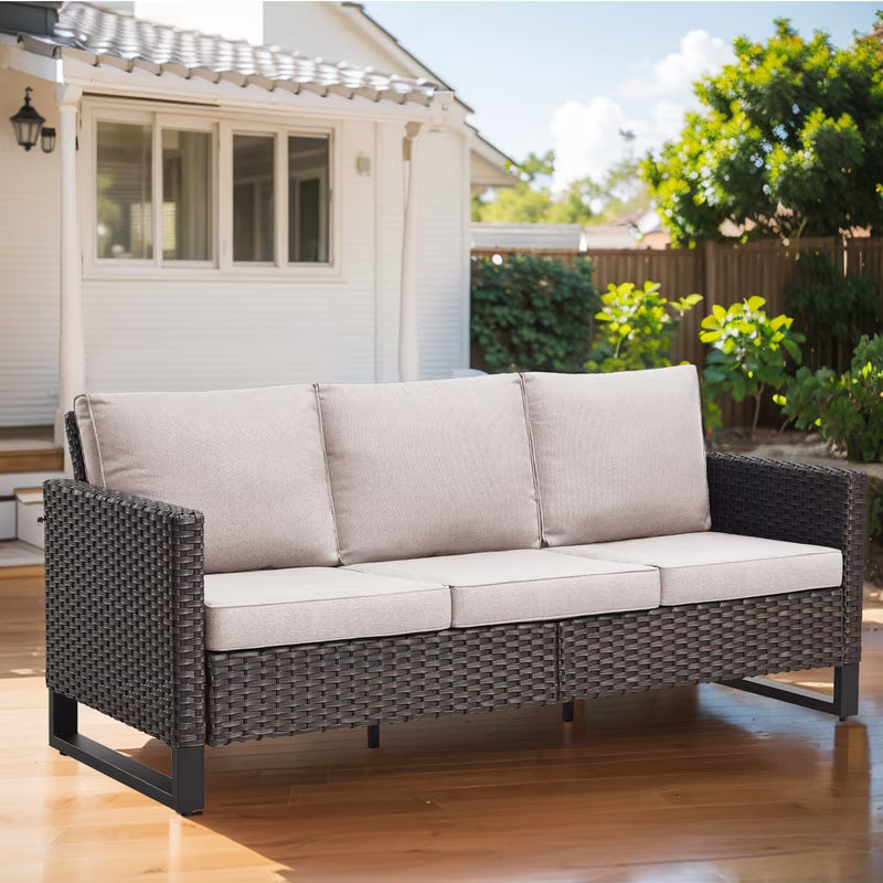 Beige 3-Seat Patio Sofa with Cushions A48238