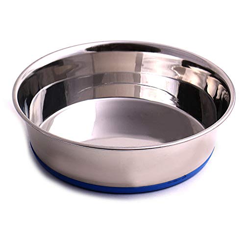 Heavyweight Non-Skid Rubber Bottom Stainless Steel Dog Bowl - Small - 32oz - 6.5" Diameter H1998
