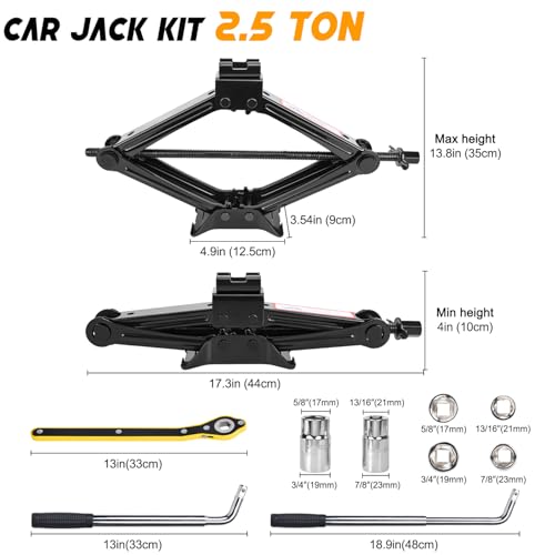 2 Ton Scissor Car Jack Kit with Lug Wrench T9690