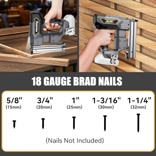 Cordless 18GA Brad Nailer, 18 Gauge Nail Gun, Brushless, 2 Mode, 5/8 to 1-1/4 Inch, Tool Only S25538