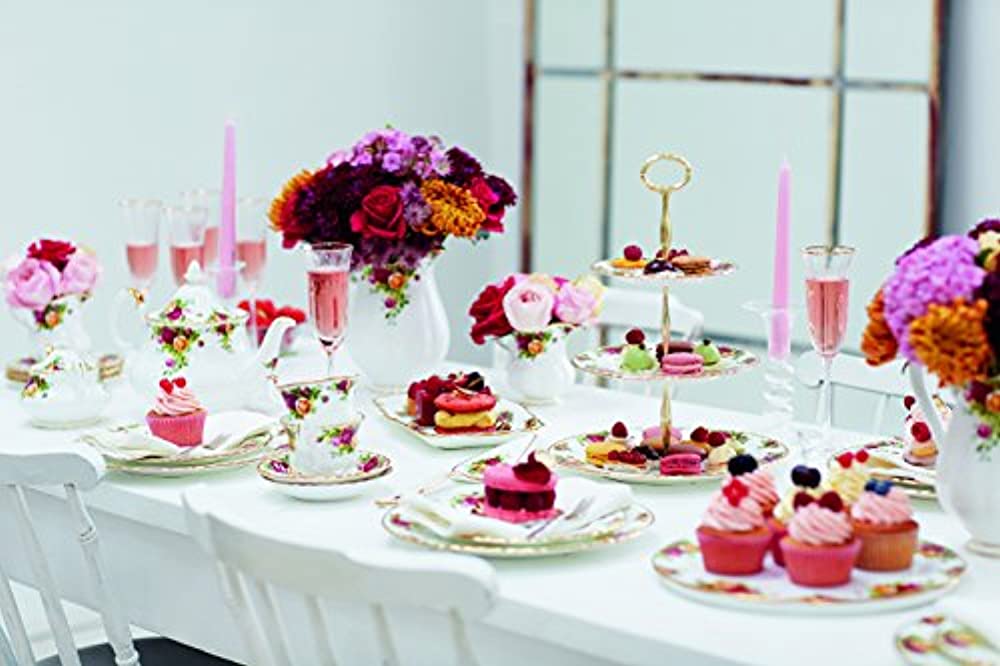 9-Piece Tea Set & Tray with Multicolored Floral Print Q252014