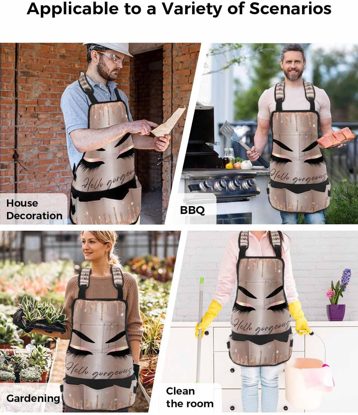 Durable Waxed Canvas Work Apron with 16 Tool Pockets H942