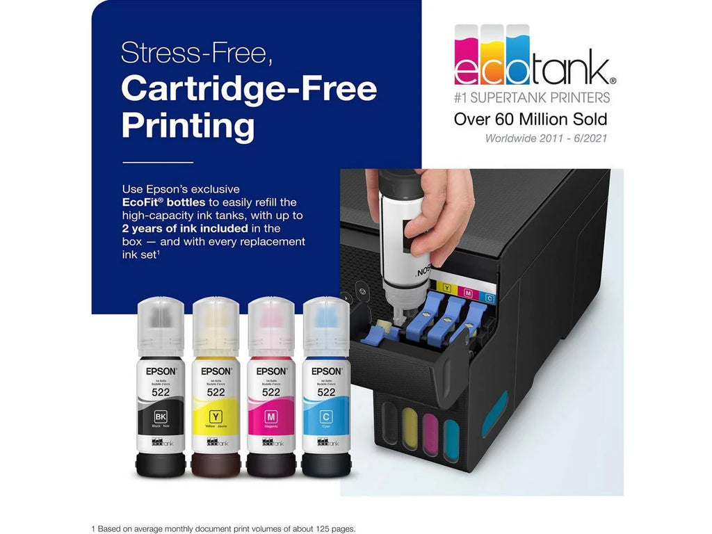 Black Wireless Color All-in-One Supertank Printer S3712