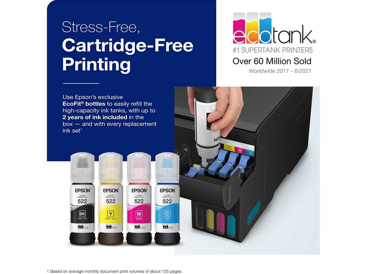 Black Wireless Color All-in-One Supertank Printer S3712