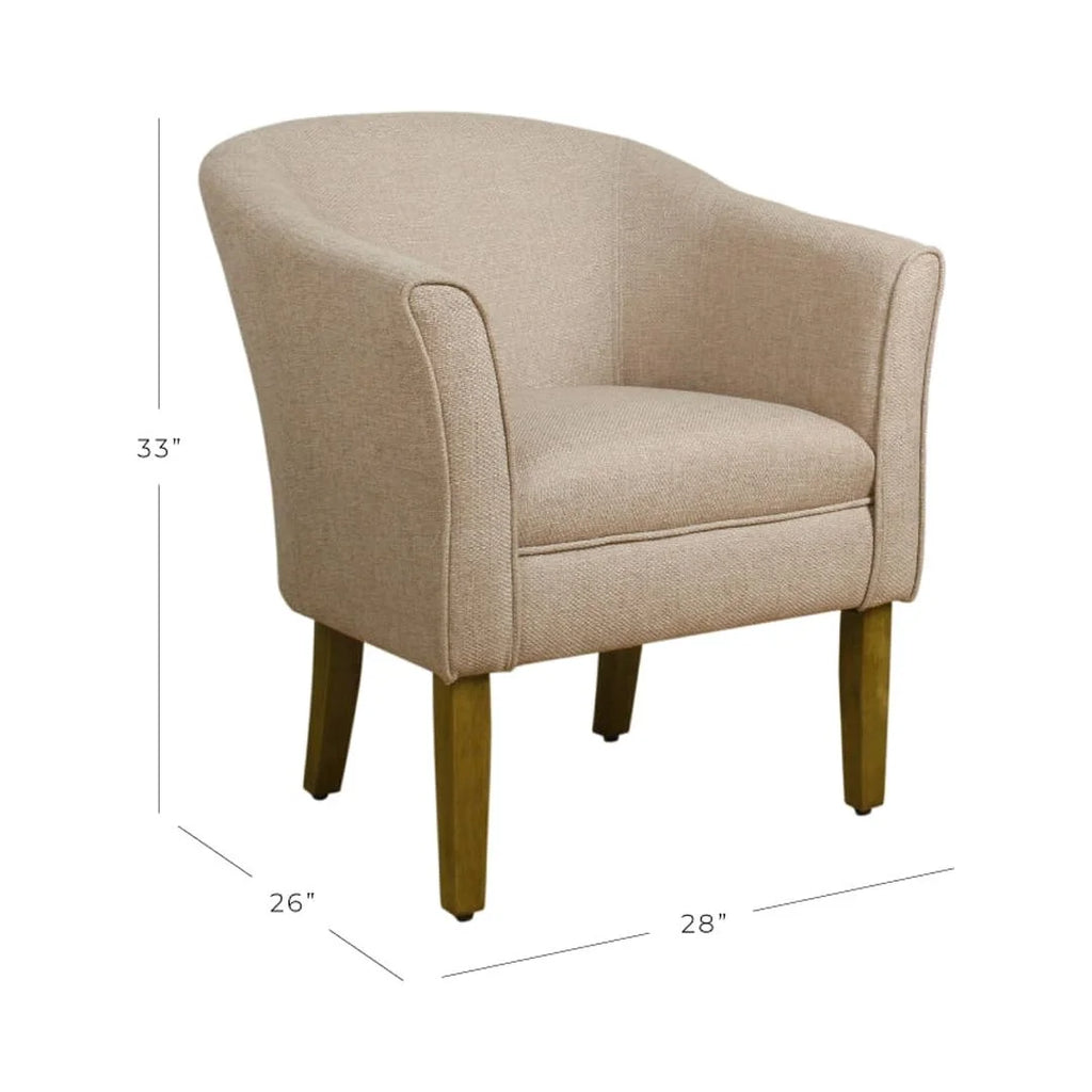 Cream and Brown Fabric Upholstered Wooden Accent Chair J320