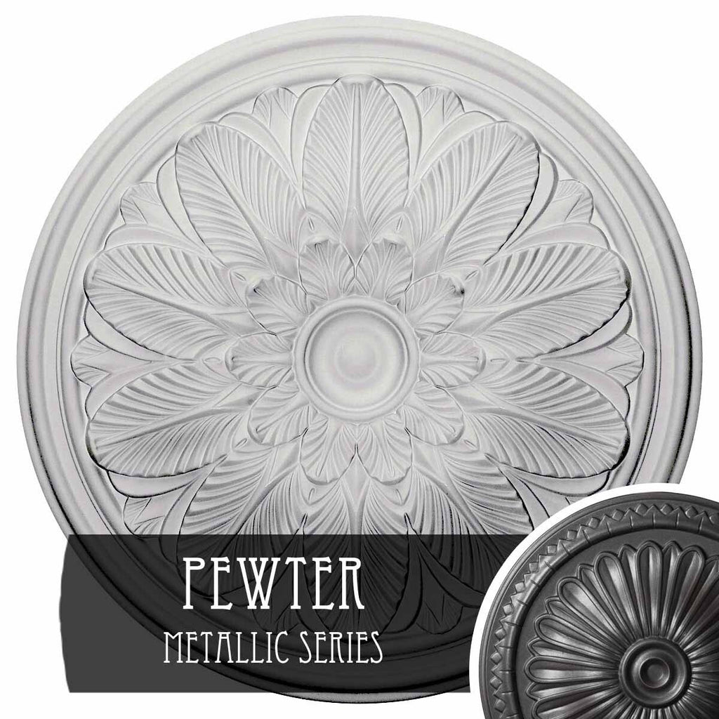 Bordeaux Ceiling Medallion, Hand-Painted Pewter, Gray L9540