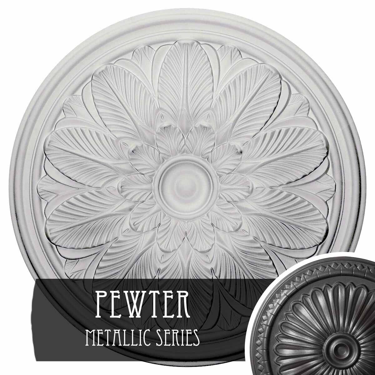 Bordeaux Ceiling Medallion, Hand-Painted Pewter, Gray L9540