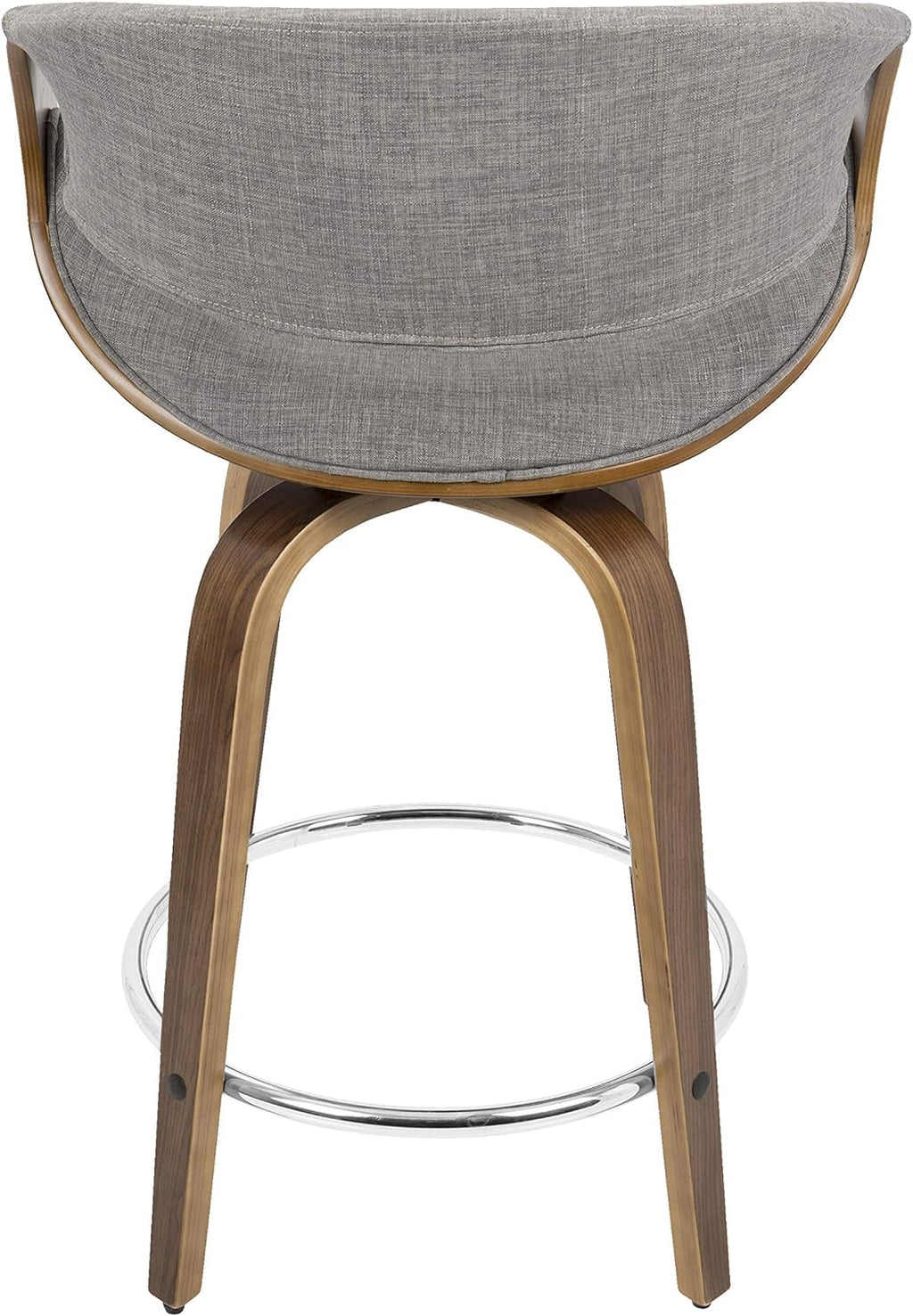 Set Of 2 Walnut Wood Light Grey Fabric Counter Stool D885