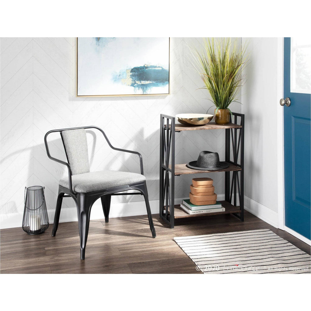 Brown Wood Black Metal Bookcase A980887