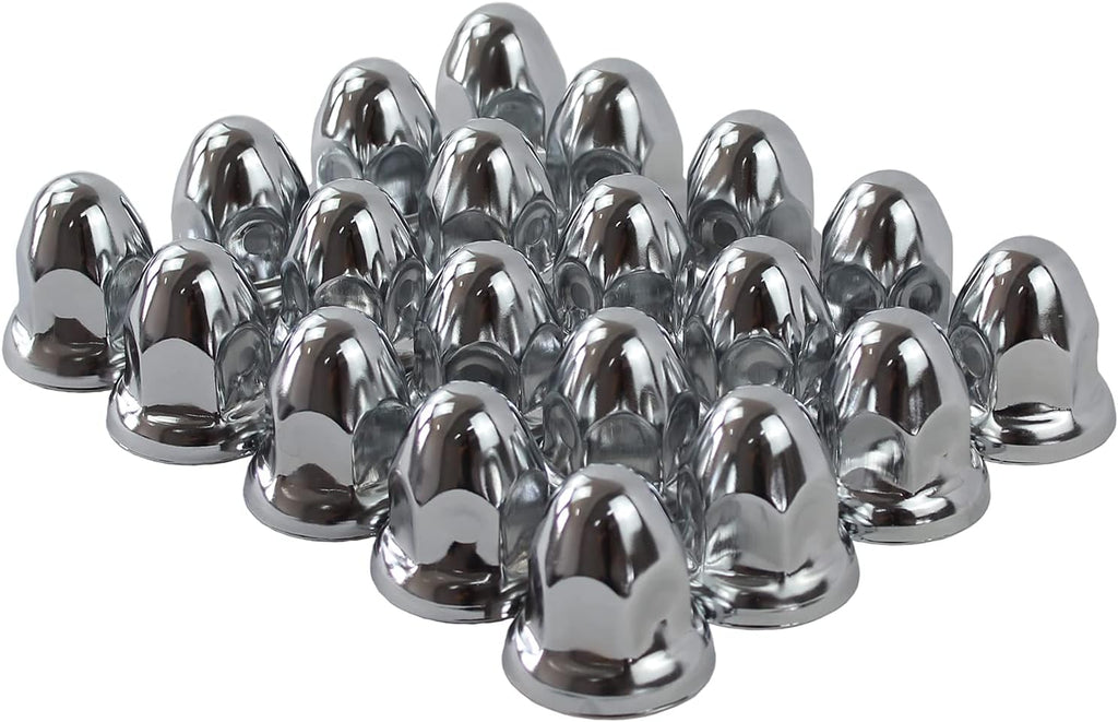 Chrome Steel 33mm Push-on Bullet Flanged Lug Nut Covers Pack of 60 V1279