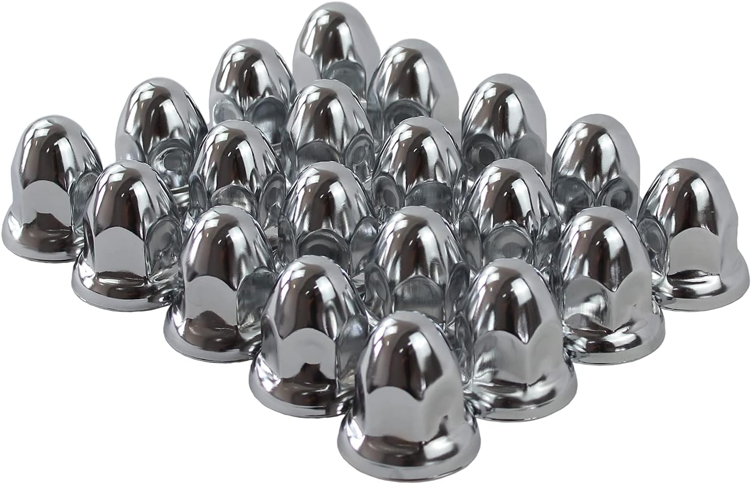 Chrome Steel 33mm Push-on Bullet Flanged Lug Nut Covers Pack of 60 V1279
