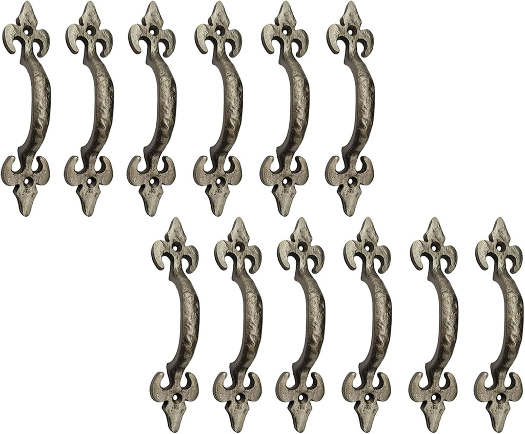 Antique Cast Iron Cabinet Pull Handles, 6.1 x 12 Pack, Matte Black O423