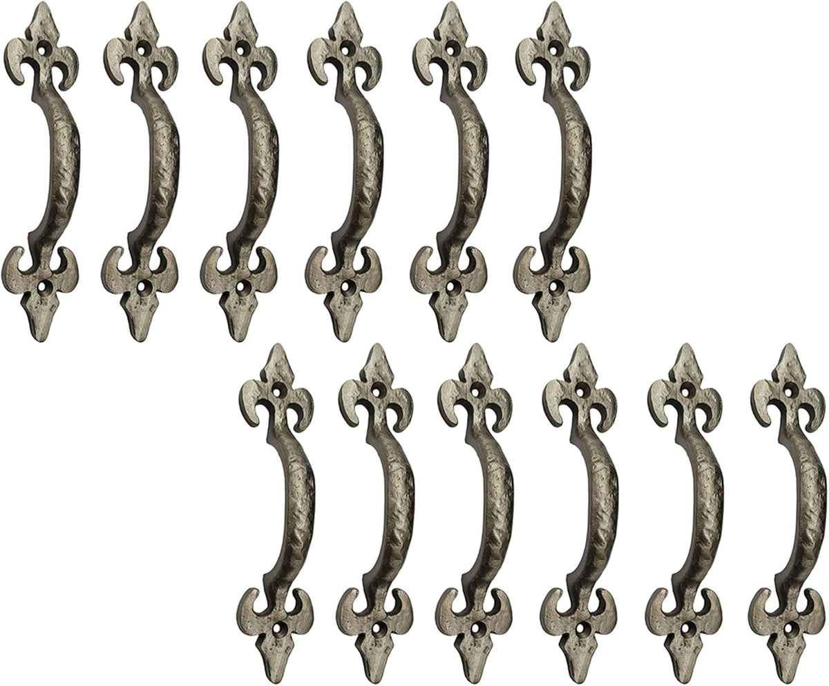 Antique Cast Iron Cabinet Pull Handles, 6.1 x 12 Pack, Matte Black O423