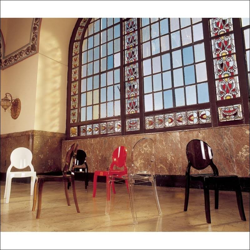 Glossy Red Polycarbonate Dining Chair Q8057