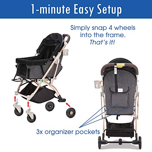Taupe Light-Weight Pet Stroller with Aluminum Frame R56478
