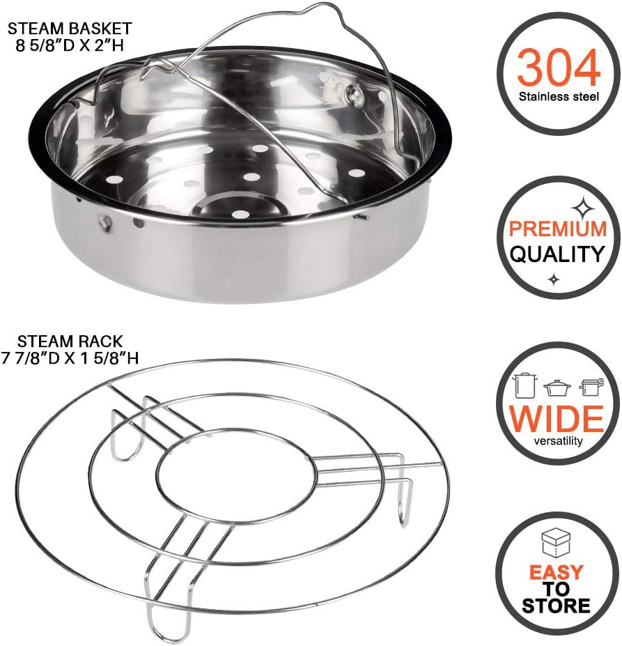 Stainless Steel 6-quart Electric Pressure Cooker Steam Rack Steamer Basket Insert Set M3485