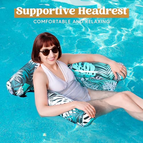 Inflatable Pool Lounge Chair with Plant Pattern C371