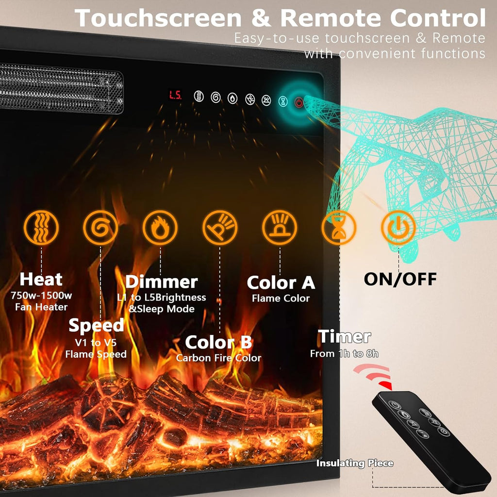 36 inch Freestanding Stone Electric Fireplace Heater TV Stand with Remote Control V304