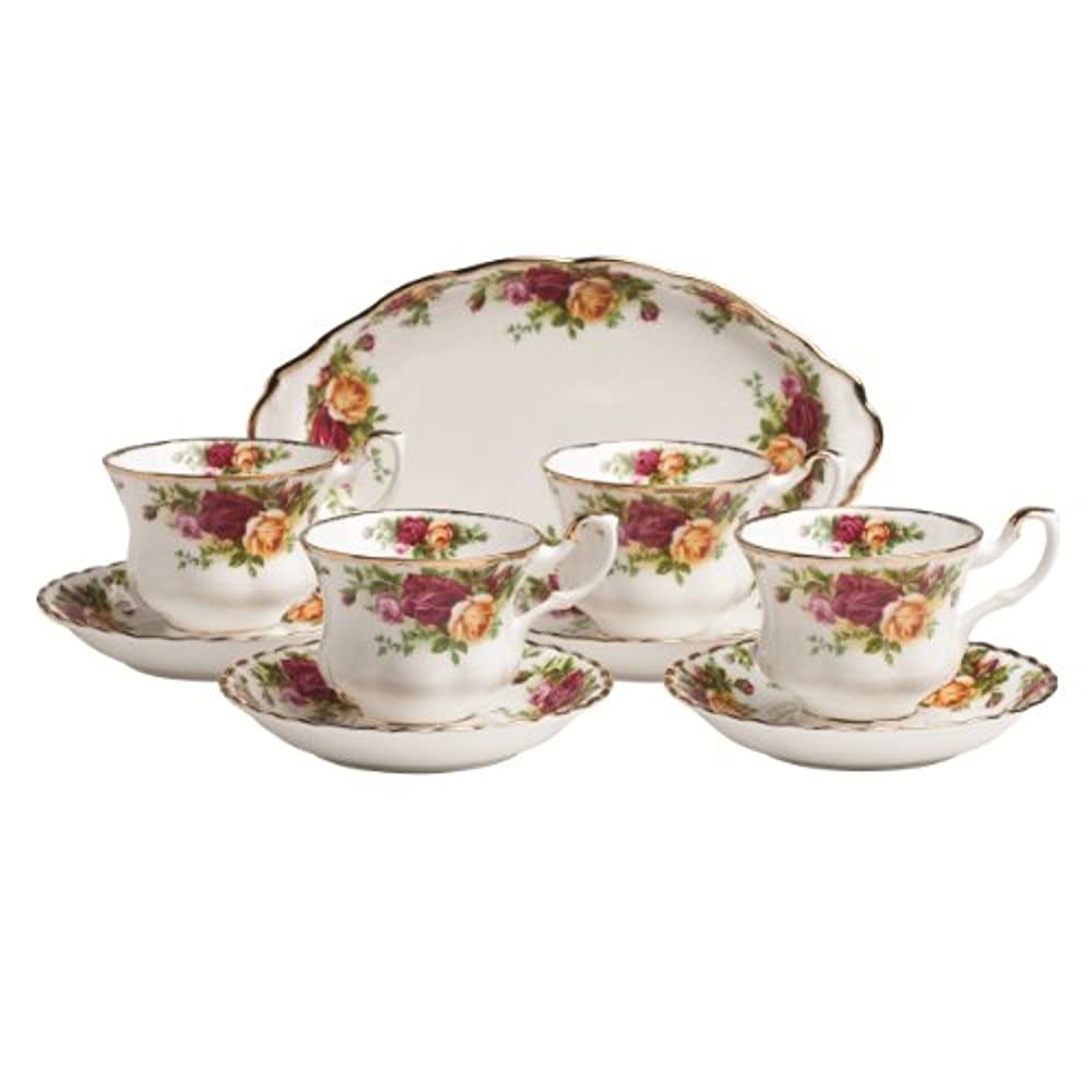 9-Piece Tea Set & Tray with Multicolored Floral Print Q252014