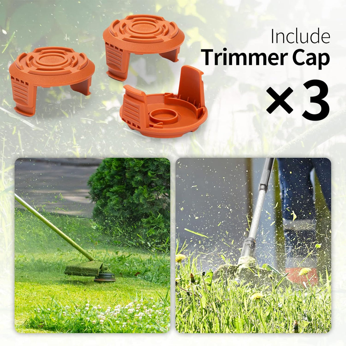 3 Pack Trimmer Replacement Spool Cap Covers O71296