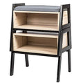 Small Entryway Bench with Cushion Seat, Wooden Shoe Rack, 15mm Maple Wood F98377