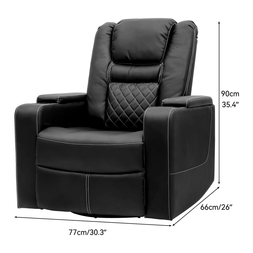 Black Leather Swivel Recliner Q258651