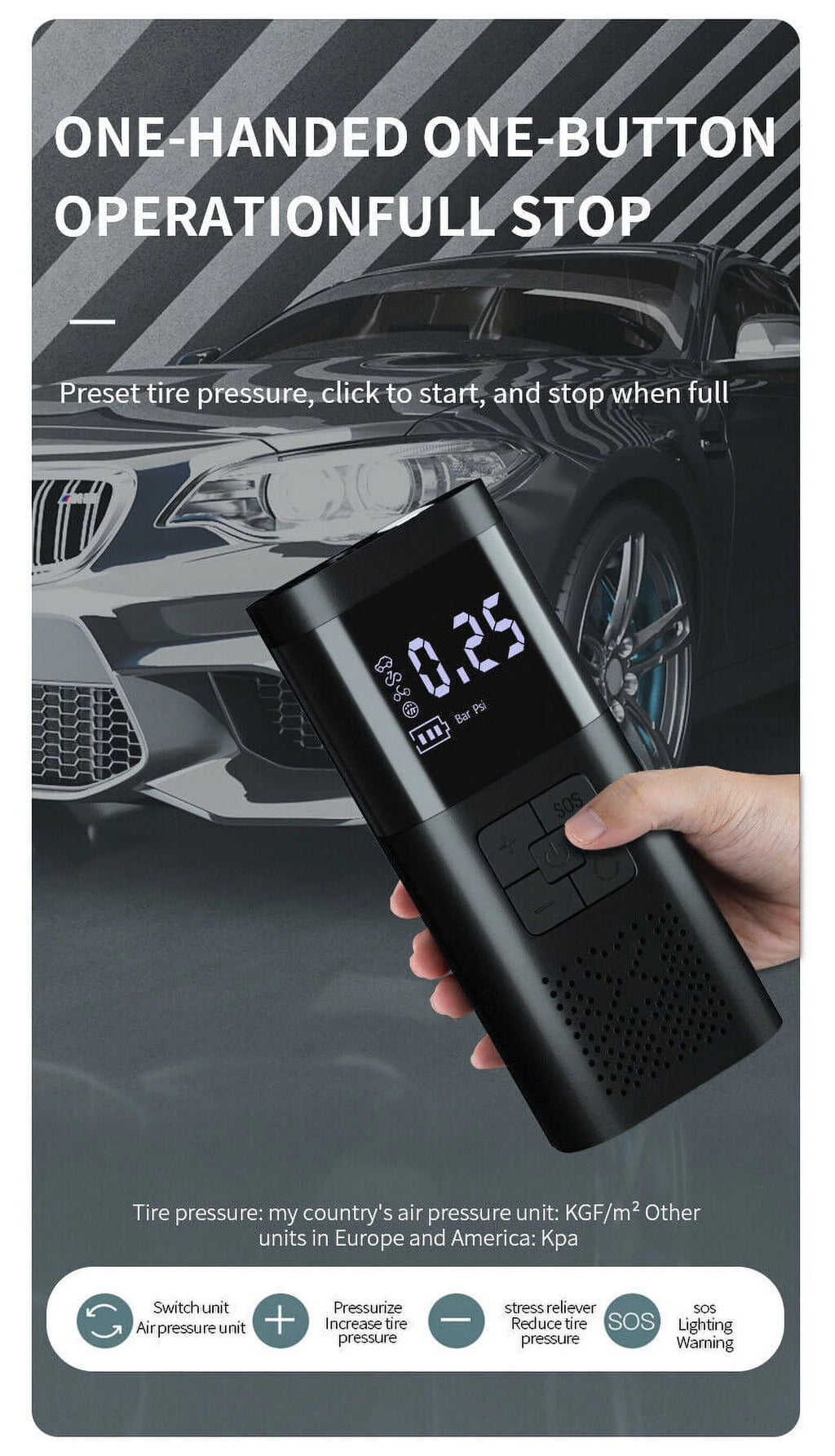 Portable 150PSI Digital Electric Tire Inflator Air Pump Z4563