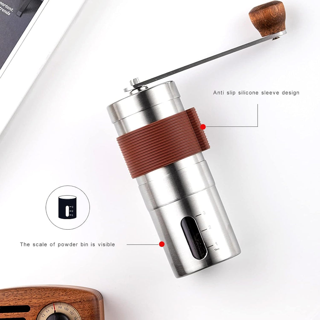 Portable Mini Stainless Steel Manual Coffee Grinder with Adjustable Settings P28282