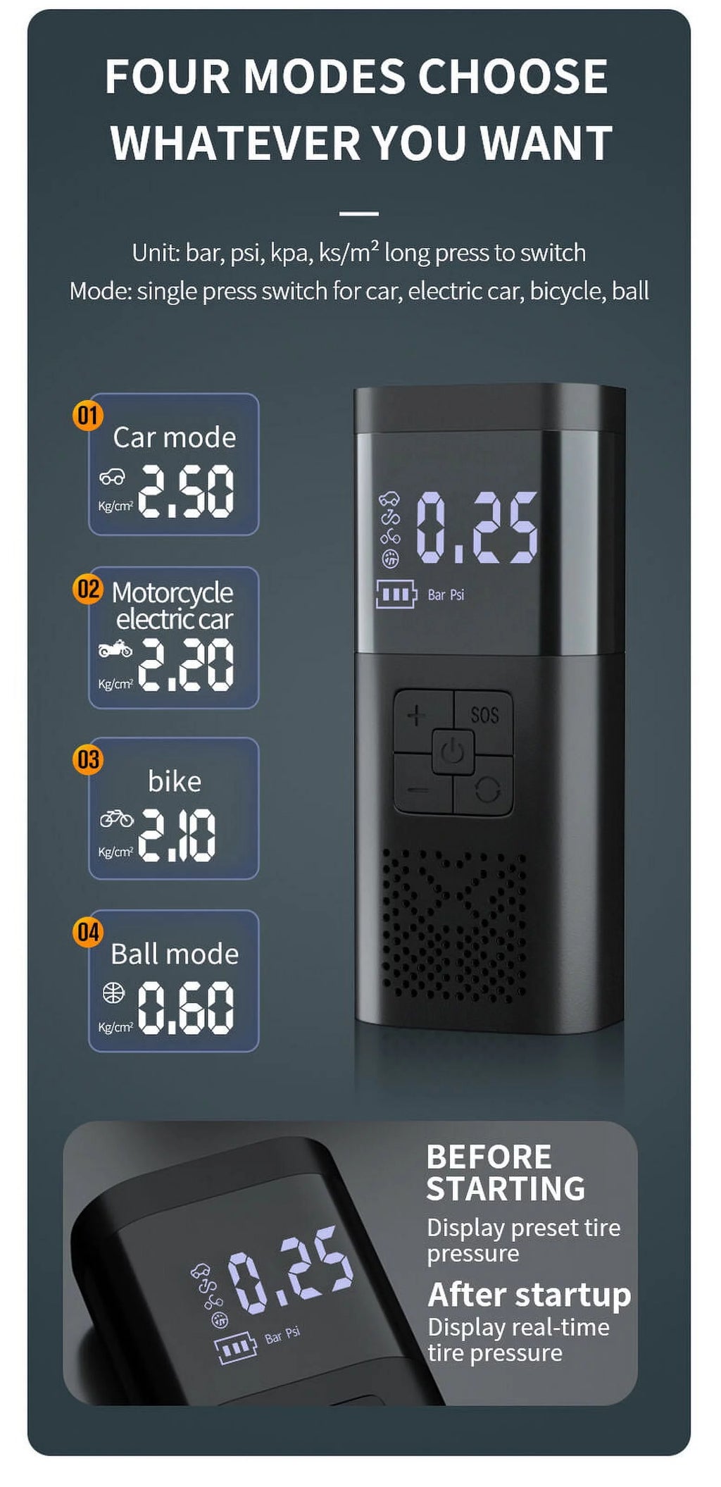 Portable 150PSI Digital Electric Tire Inflator Air Pump Z4563