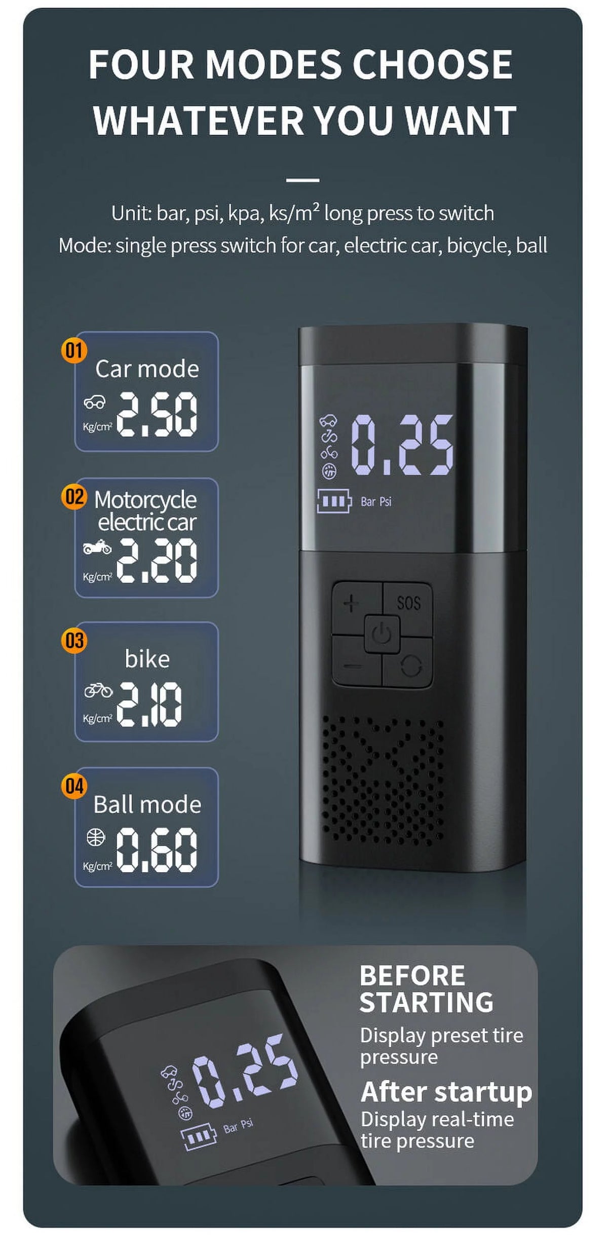Portable 150PSI Digital Electric Tire Inflator Air Pump Z4563