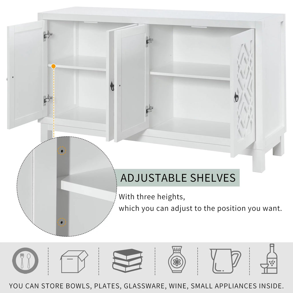 White 2-Door Storage Cabinet with Metal Legs and Adjustable Shelves O26619