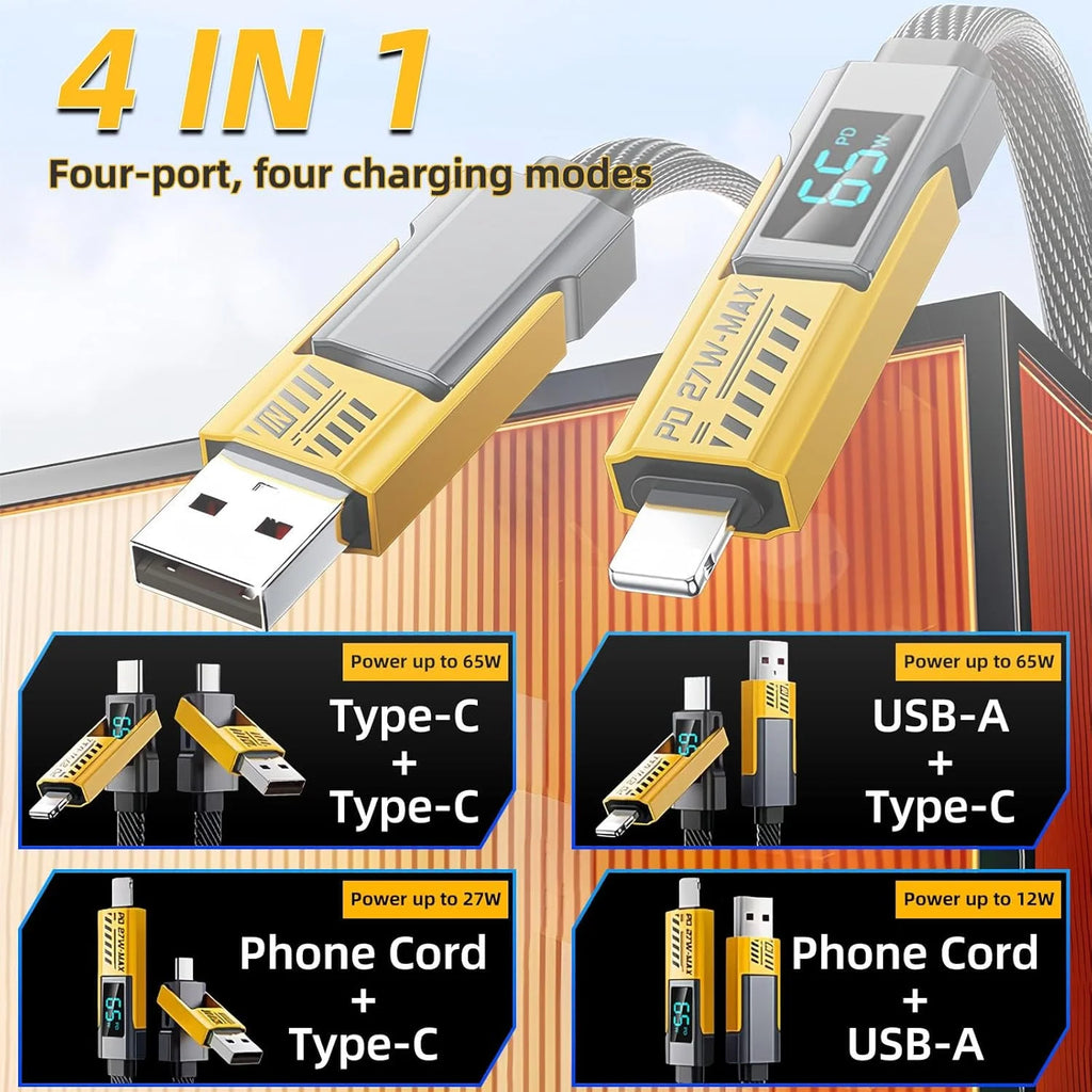 4-in-1 6.6FT fast charging cable with LED display W957