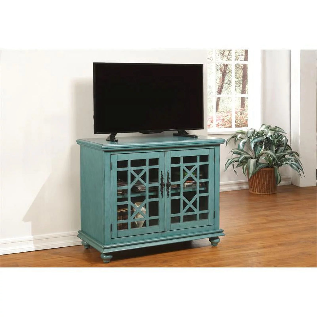 Antique Teal Green Wood TV Stand C2514