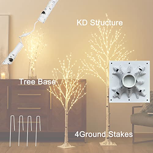 4FT 200 Fairy Lights Lighted Birch Tree E792197