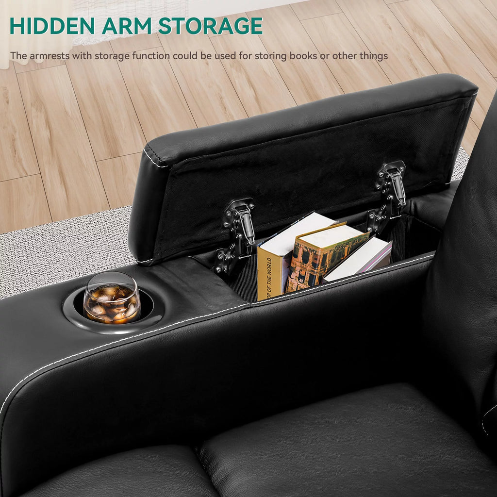 Black Leather Swivel Recliner Q258651