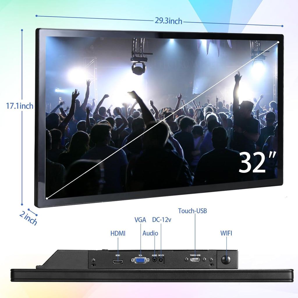 32 inch Capacitive Multi-Touch Screen Industrial Monitor with Built-in Speakers R3567