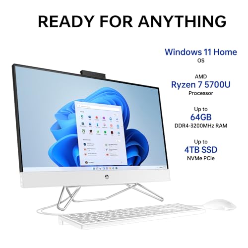 27" FHD Touchscreen AMD Ryzen 7 All-in-One Desktop, 32GB DDR4 RAM, 2TB PCIe M.2 SSD, White U4946